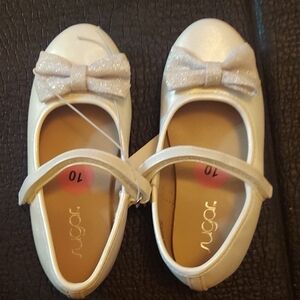 Sugar Kids Sparkly White Bow Dress Shoes